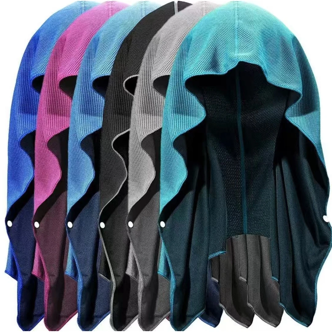 运动毛巾冰凉冷感头巾冰丝帽衫防晒护颈披肩速干头戴遮阳擦汗降温