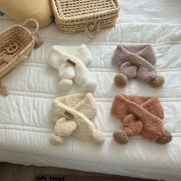 ins婴儿儿童围巾秋冬针织百搭可爱柔软男女童保暖毛线围脖宝宝