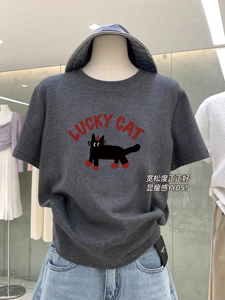 2025韩版新款正肩纯棉显瘦短袖t恤时尚百搭春夏秋季打底内搭上衣