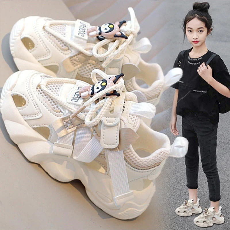 库洛米童鞋女童凉鞋2025新款夏季儿童运动网鞋女孩镂空网面洞洞鞋