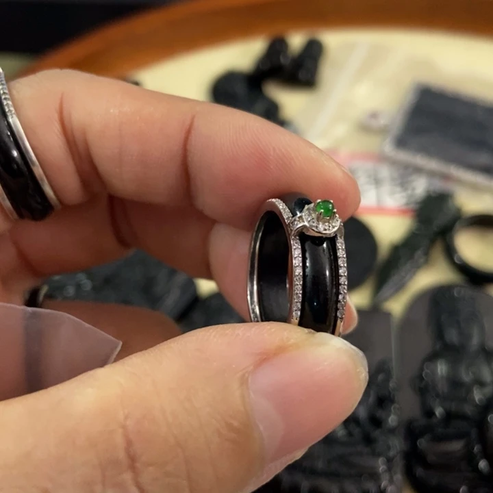 翡翠戒指未镶嵌墨翠17