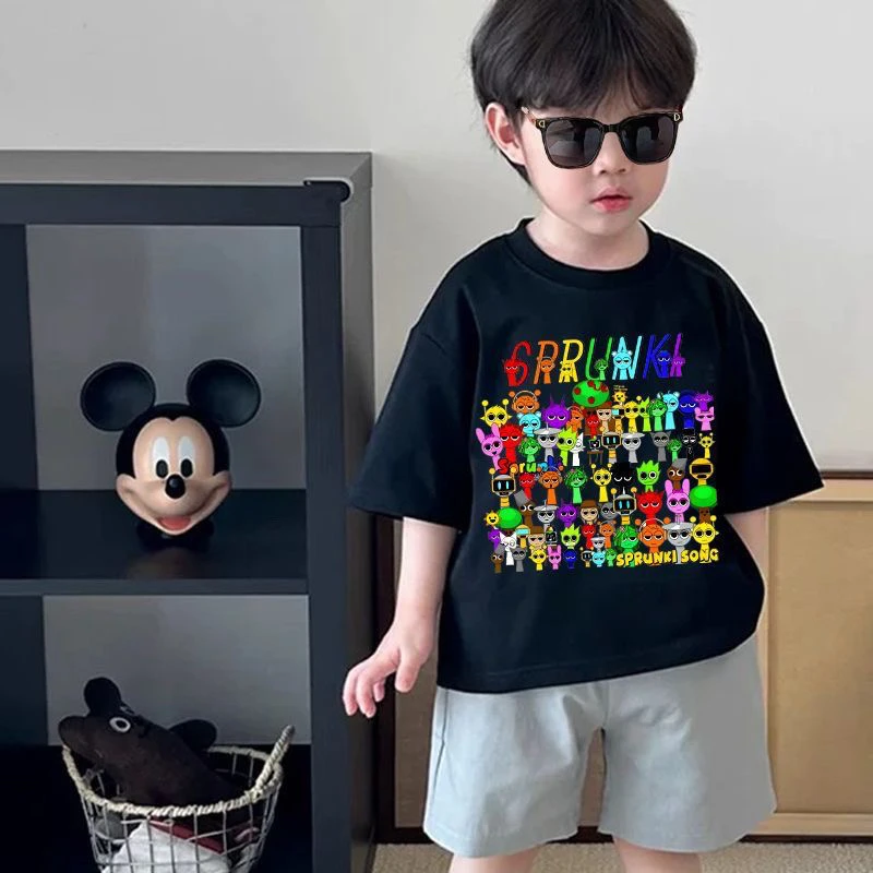 新款节奏盒子纯棉儿童短袖潮流t恤夏季纯棉中大童男女童上衣酷帅