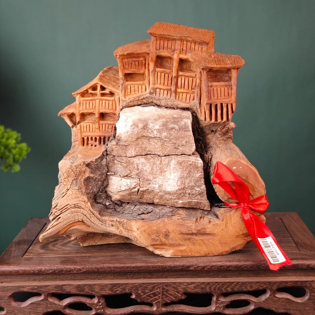 崖柏手雕摆件《山居》