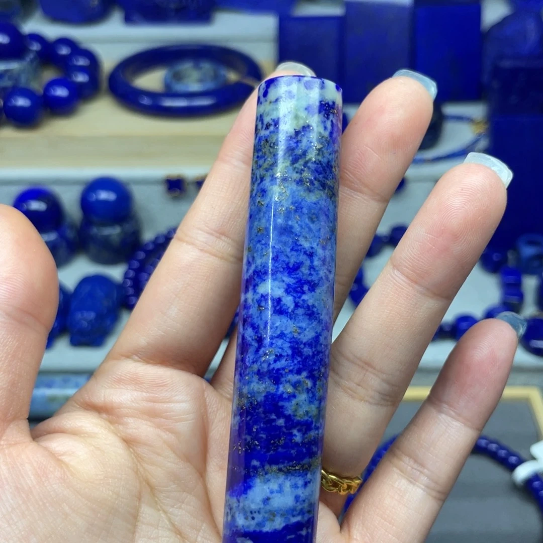 青金石未镶嵌直筒管珠