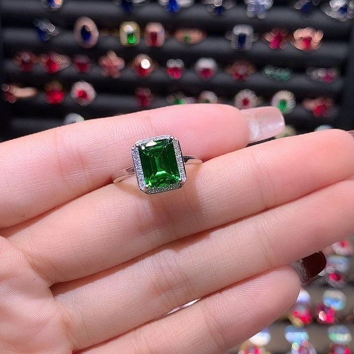 透辉石戒指银S925镶嵌79