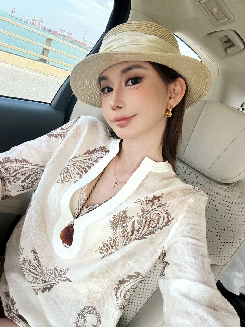 婉君【百搭不腻】夏季度假老钱风衬衫长袖气质百搭上衣LWJ25B2T1966