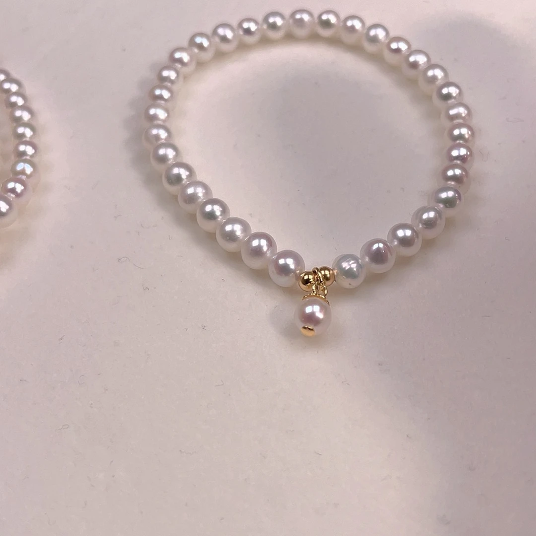 手绳银S925镶嵌淡水珍珠