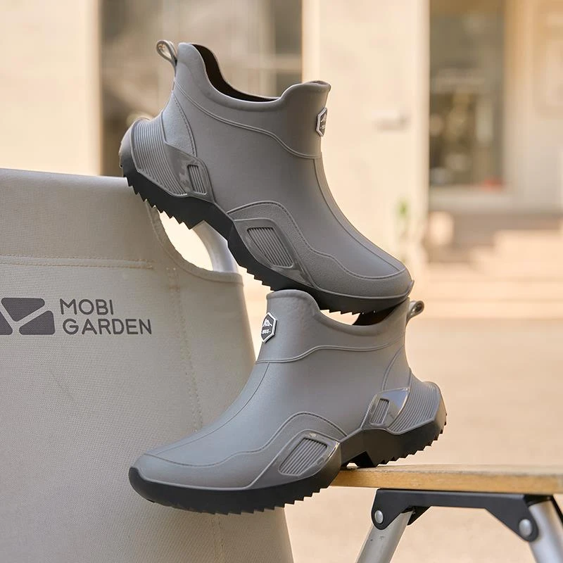 时尚雨鞋男款2024新款短筒雨靴厨房工作防滑胶鞋洗车钓鱼劳保水鞋