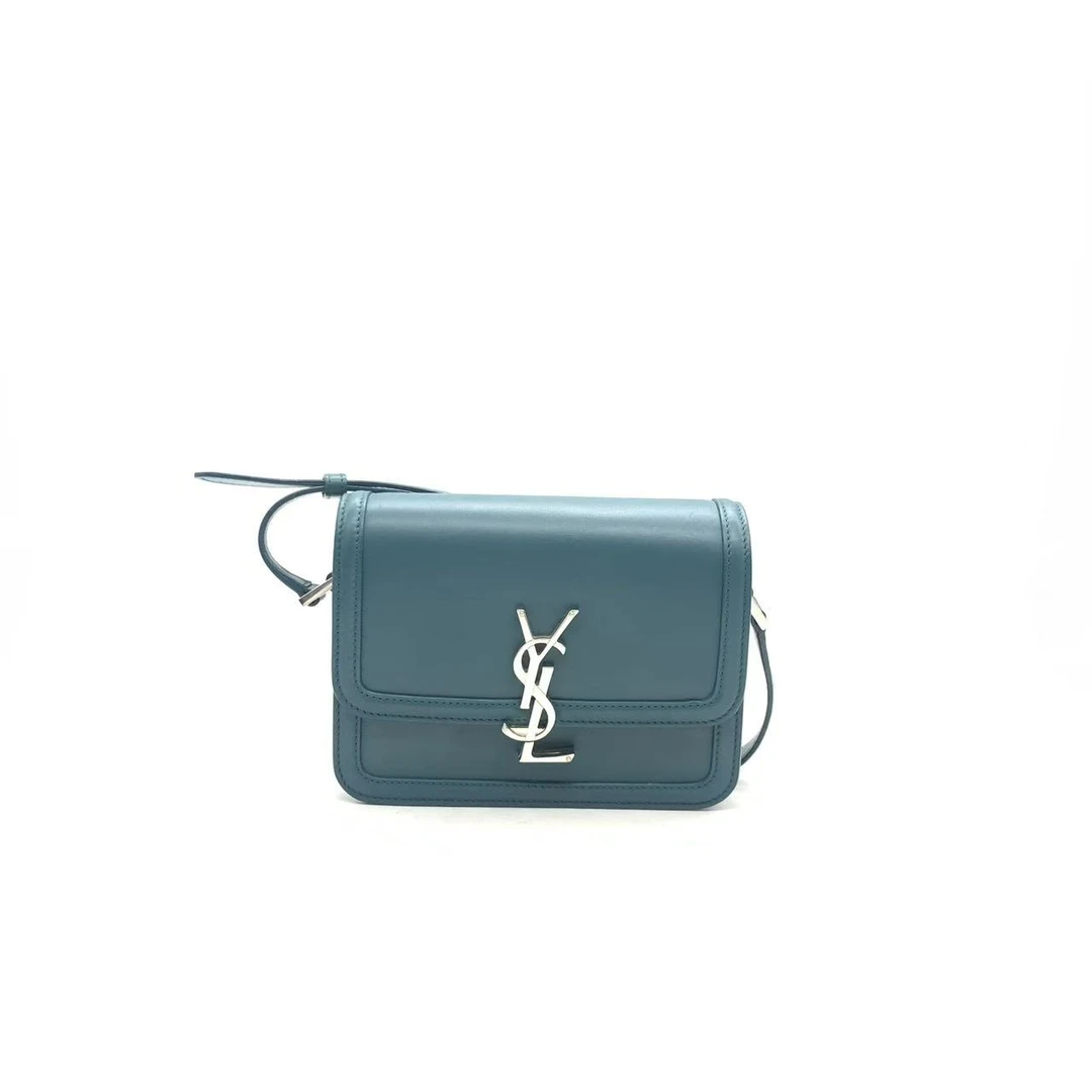 95新 YSL/圣罗兰 【安则专属】青色豆腐盒子包