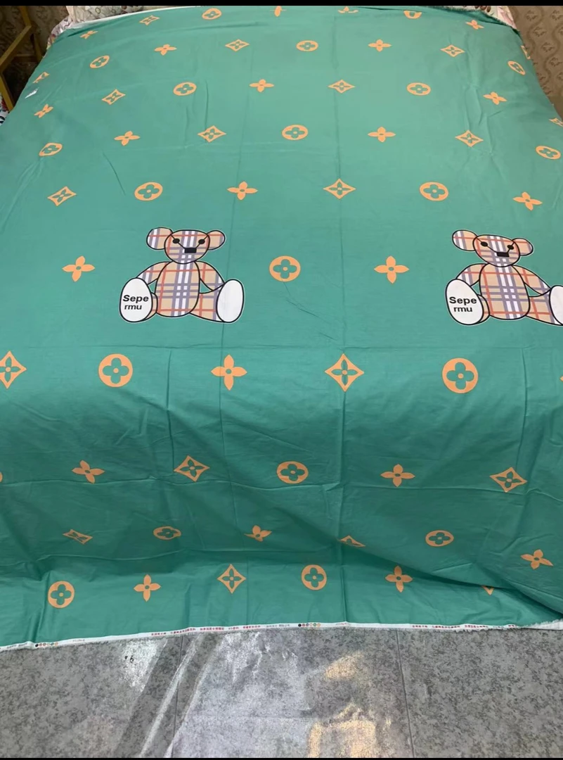 小熊  斜纹布料印花小清新中式风家用宿舍四季通用亲肤