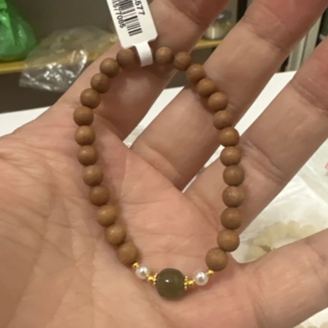 芭比檀搭配和田玉手串A153