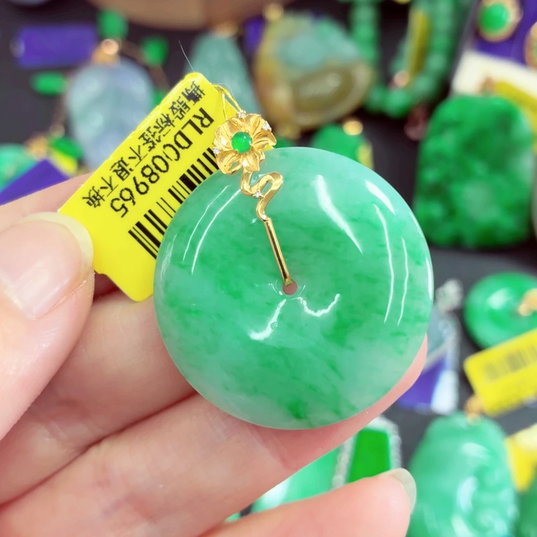翡翠18K金镶嵌吊坠(不含链)