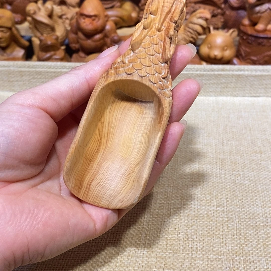 柏木（崖柏）开*崖柏手把件，茶铲x2
