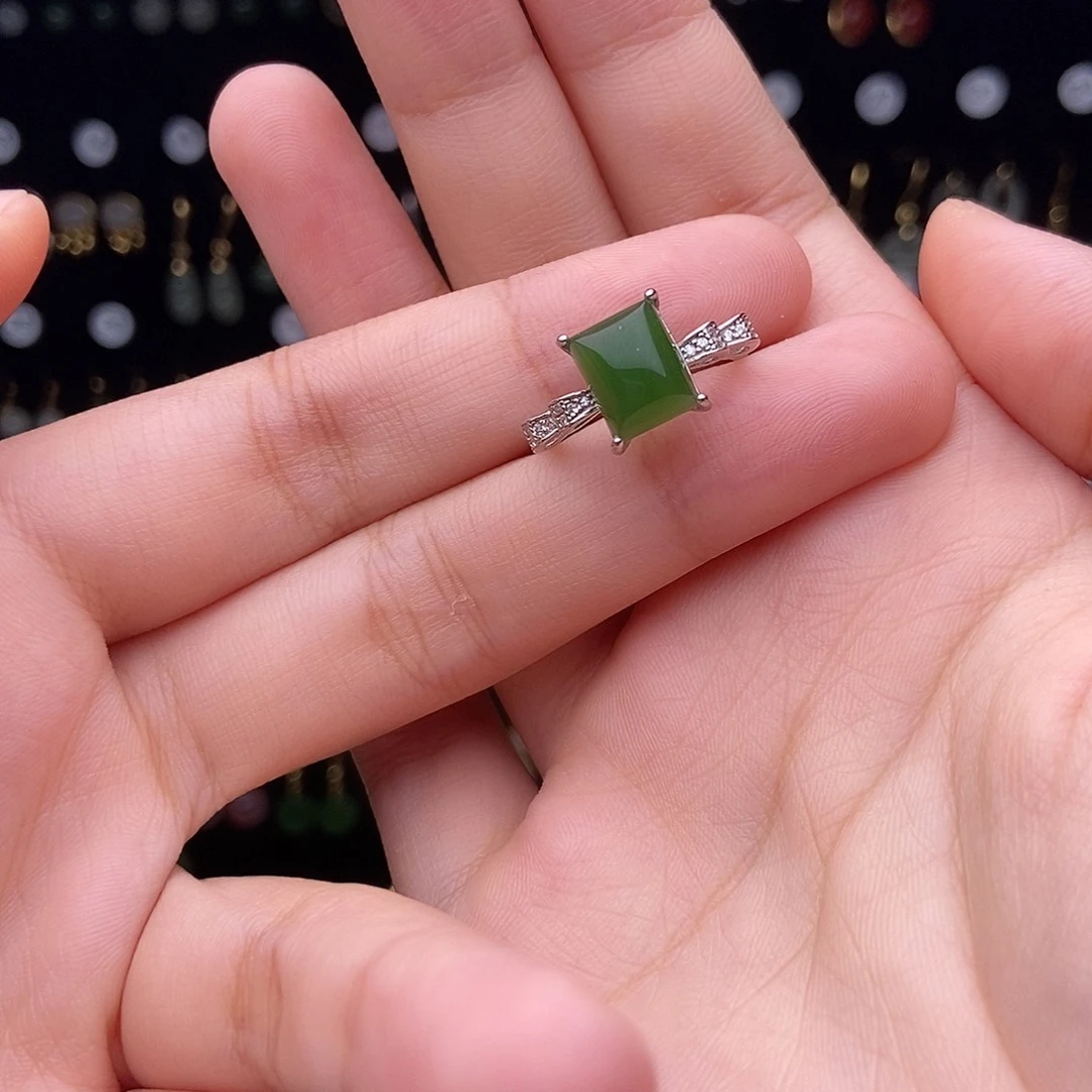 和田玉银S925镀金镶嵌耳饰