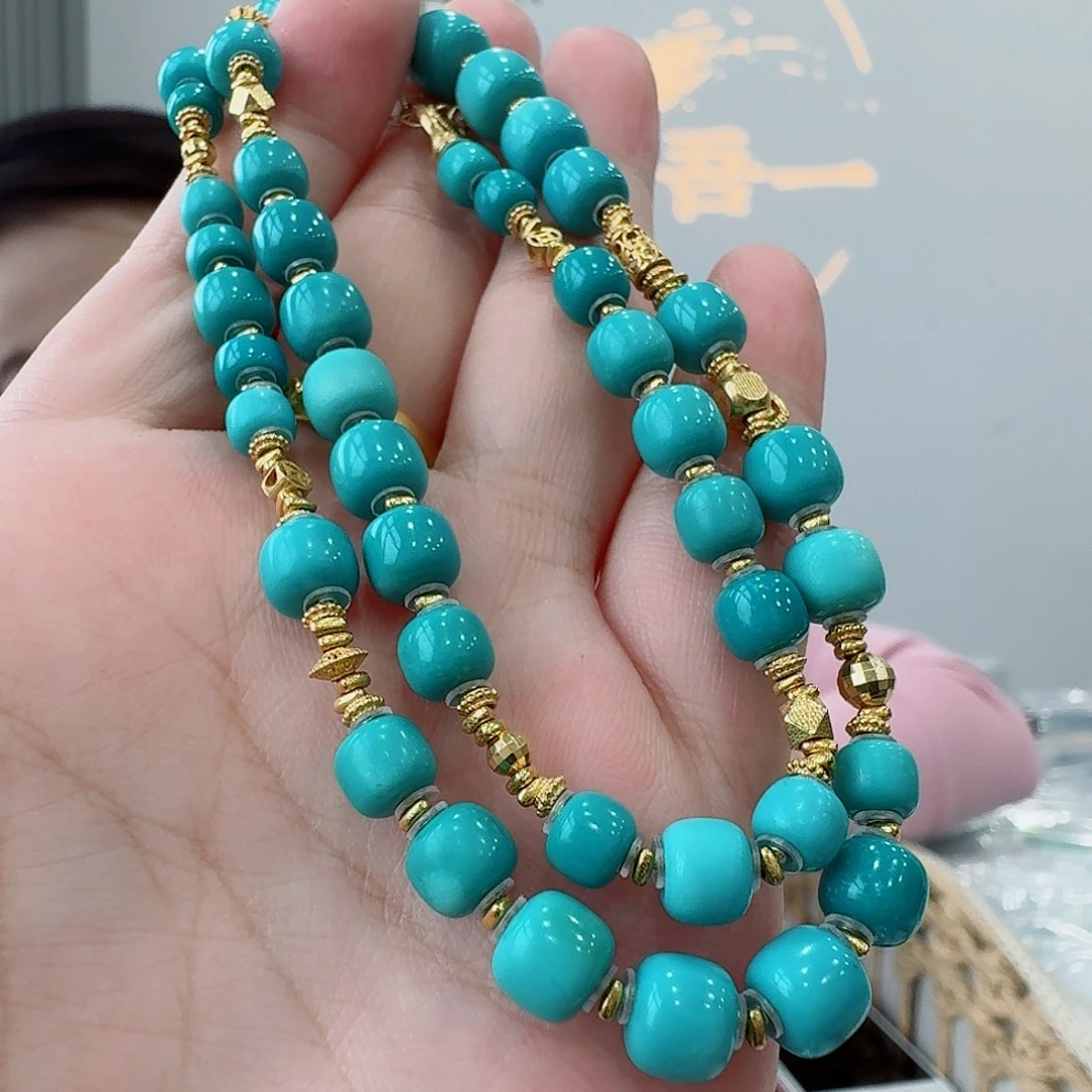 绿松石18K金镶嵌珠宝奇石