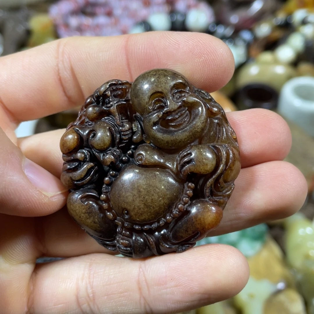 和田玉吊坠(不含链)足铂镶嵌