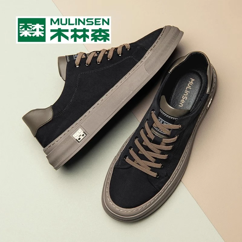 木林森秋季新款男士休闲鞋透气百搭防滑男鞋韩版时尚低帮帆布鞋男
