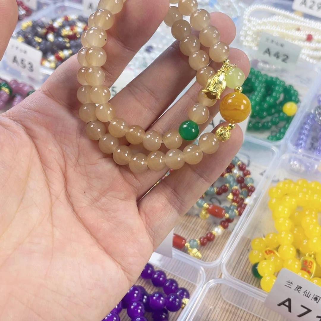 檀香紫檀（小叶紫檀）手串银S925镀金镶嵌