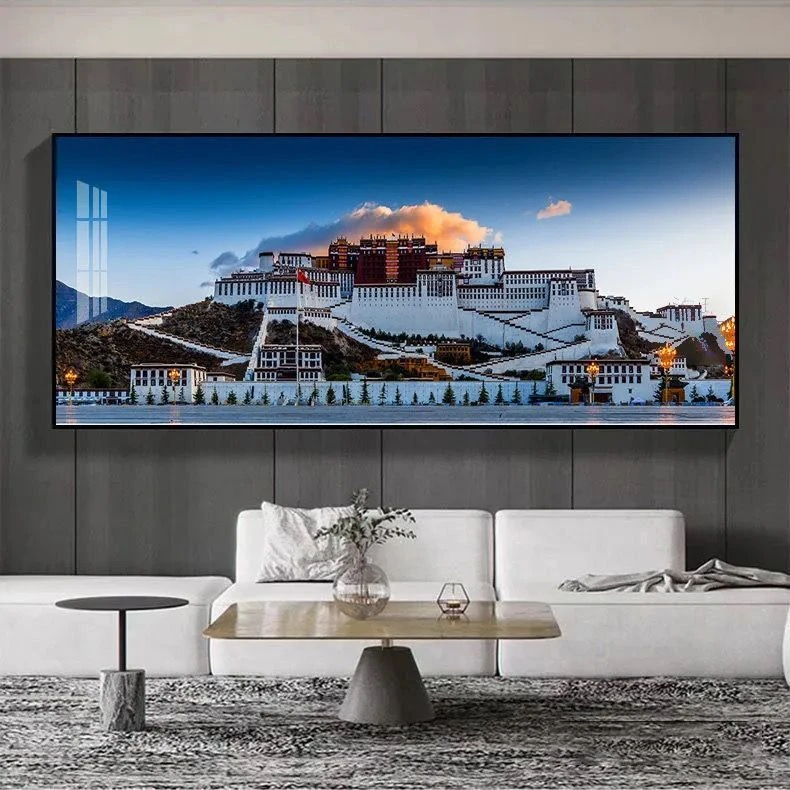客厅沙发横版装饰画金山西藏大气布达拉宫自粘贴画背景墙现代壁画