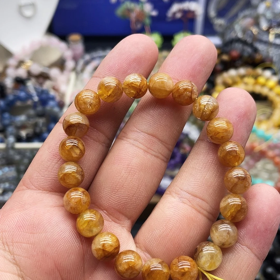 水晶手串未镶嵌黄胶花