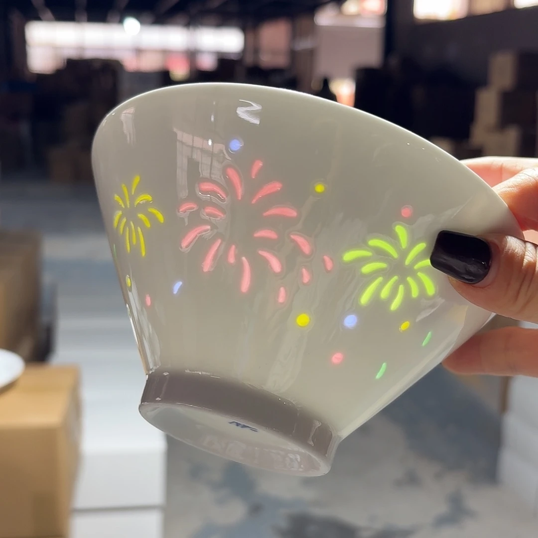 白瓷景德镇6英寸面碗烟什么花两个微瑕