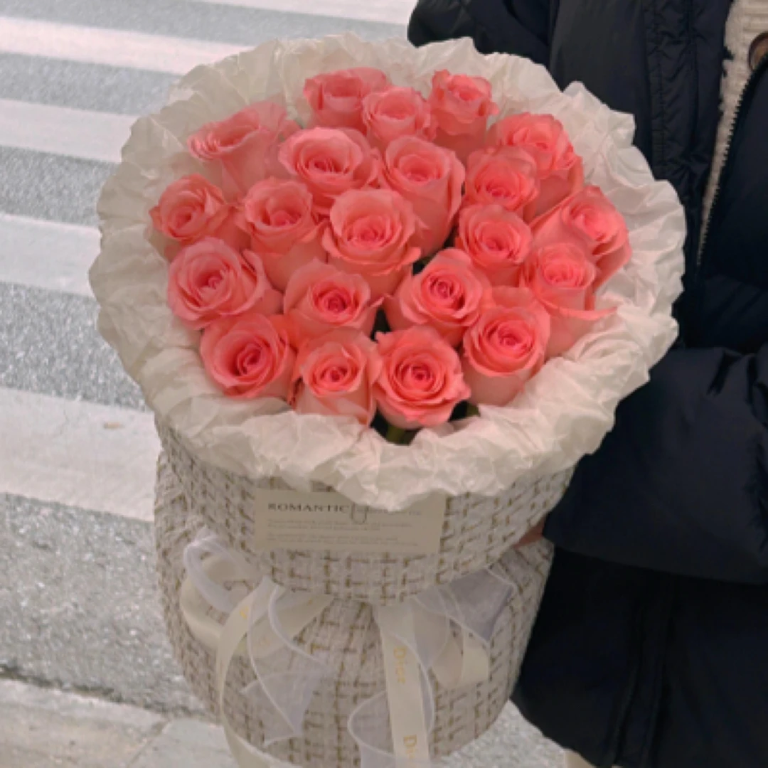 【浪漫宠爱】19朵粉玫瑰花束小香风芭蕾风鲜花花束送闺蜜送爱人生日礼物花店送货上门