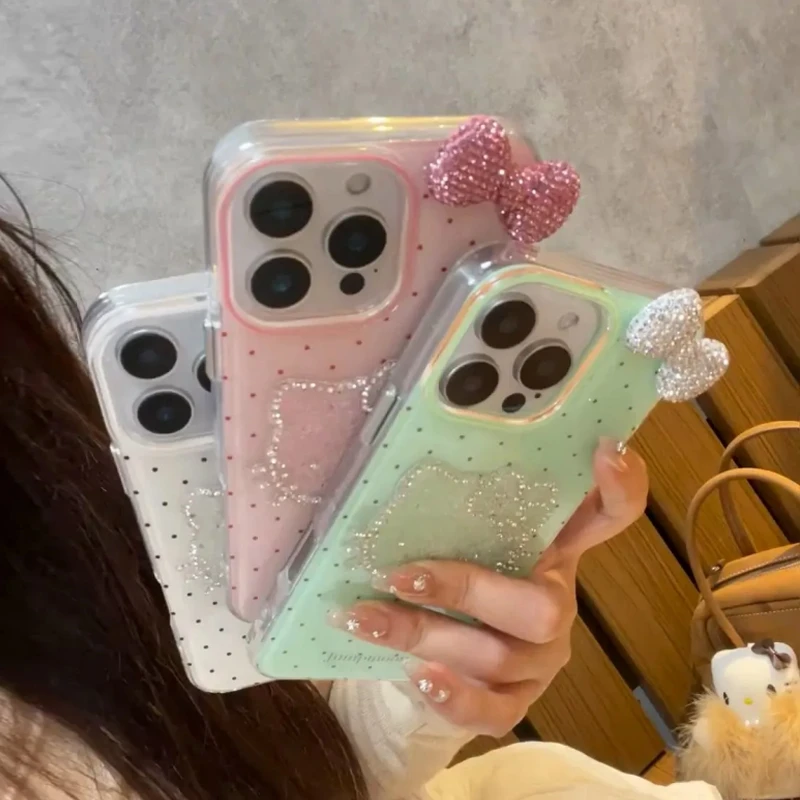 卡通蝴蝶结适用苹果16promax手机壳华为荣耀oppovivo小米一加创意