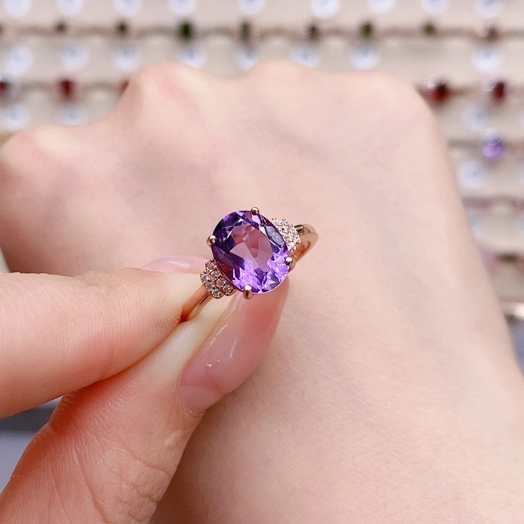 水晶戒指银S925镶嵌戒指