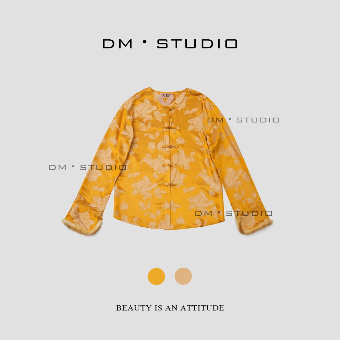 DM•STUDIO/新中式国风复古提花桑蚕丝盘扣衬衫上衣（5021-76130）