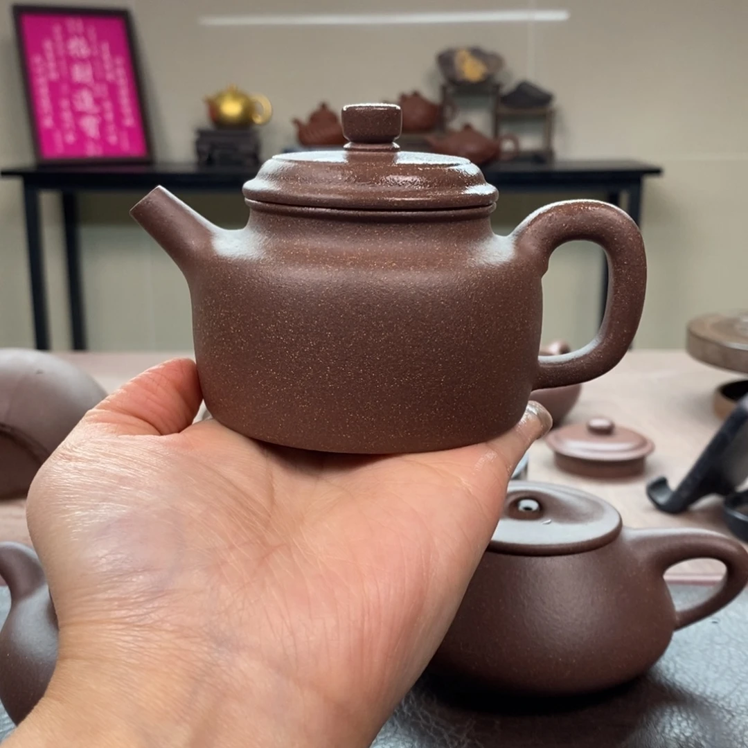 李***程紫砂茶壶千禧紫泥德钟200cc精工半手