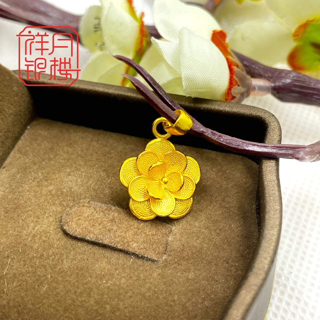 吊坠足银 足银990 桃花吊坠气质时尚精美精致银制品