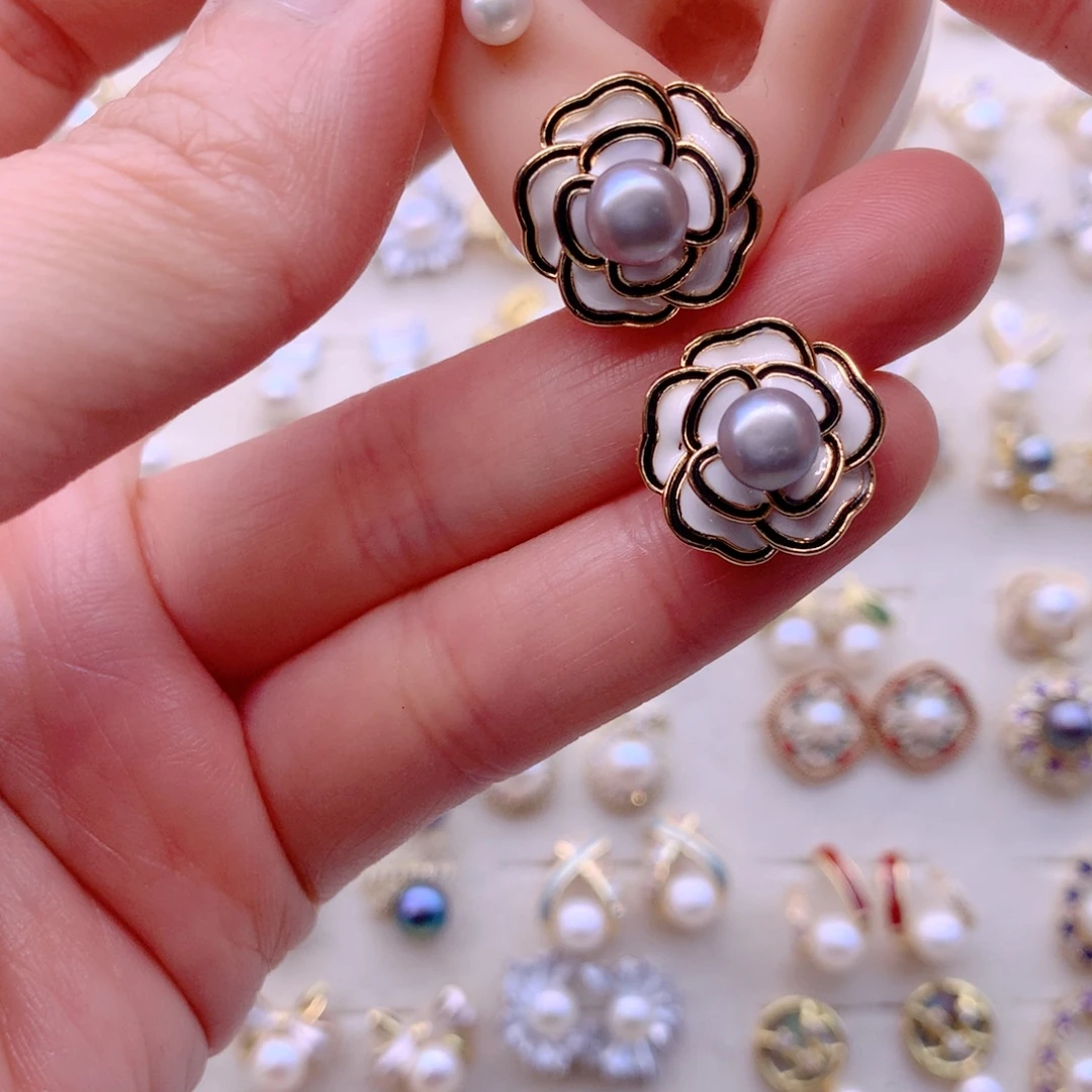 耳饰合金淡水珍珠