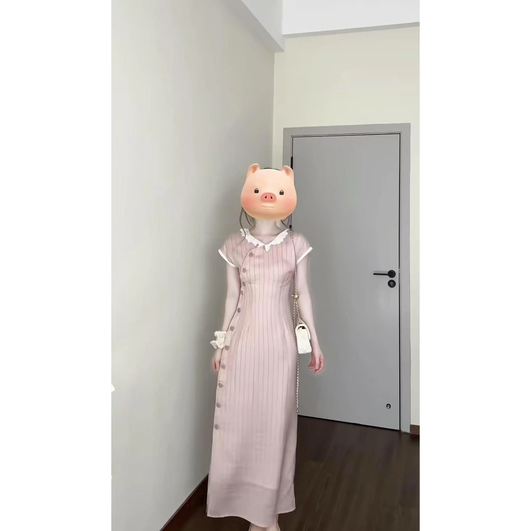 新中式旗袍短袖气质时尚连衣裙女收腰显瘦2025夏季新款洋气中长款