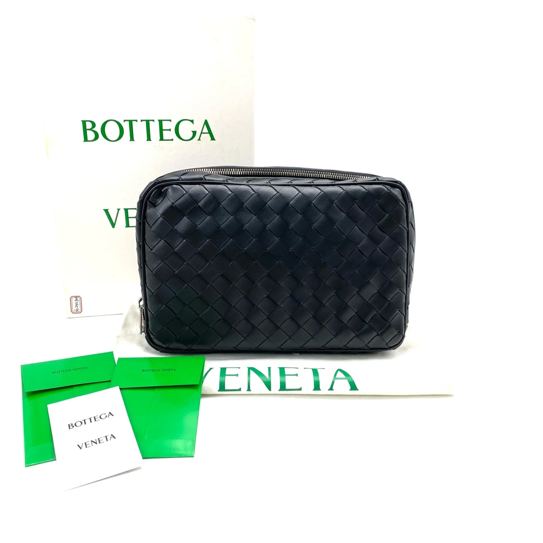 99新 BOTTEGA VENETA/葆蝶家 未使用全皮编织洗漱手拿包尺寸27/18