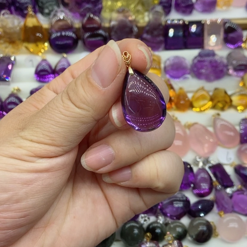 【闪购商品】水晶水晶吊坠18K金镶嵌