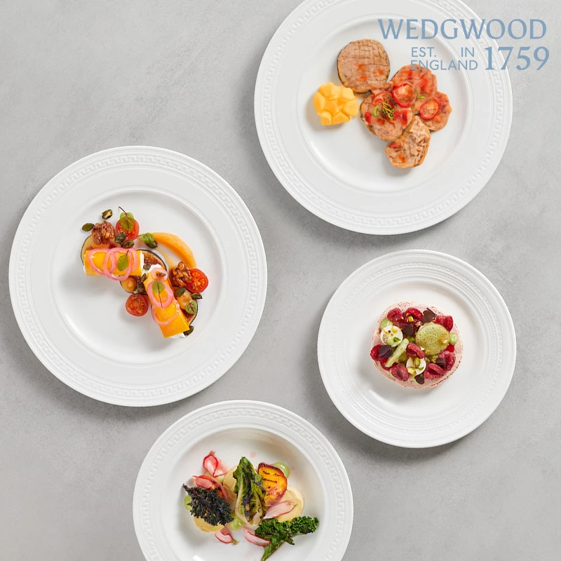 Wedgwood威基伍德意大利浮雕燕麦碗餐具套装骨瓷高端套组礼盒包装