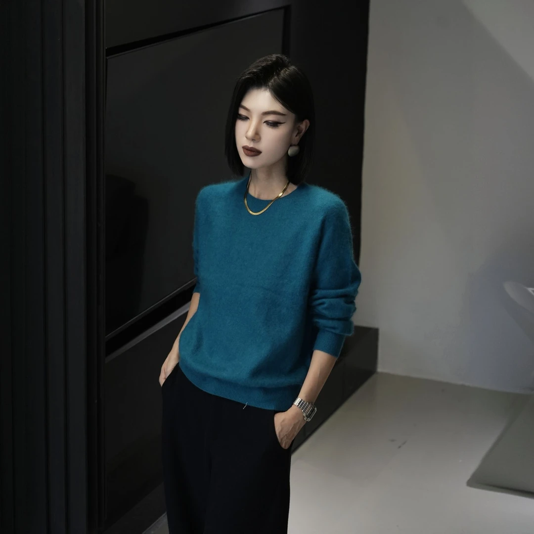 POPULARYW【迁徙四季】Z·R上品屋 休闲风舒适收腰纯色圆领百搭毛衣