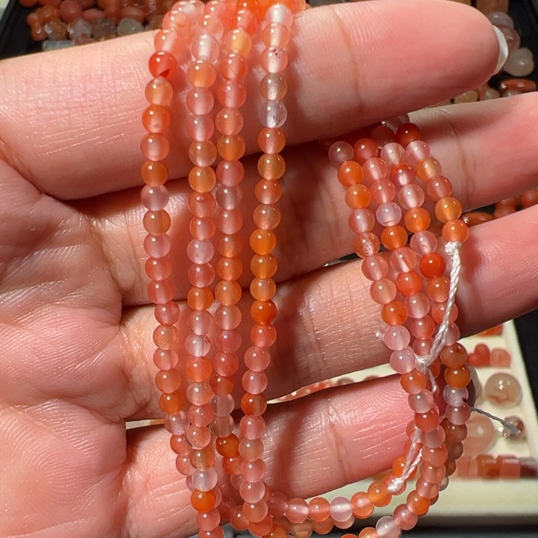 南红玛瑙冰飘未镶嵌糖果色小米珠手串3+