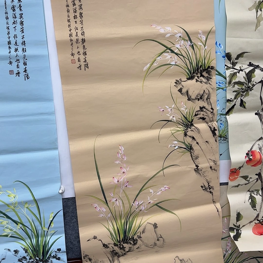 国画国画立体兰花