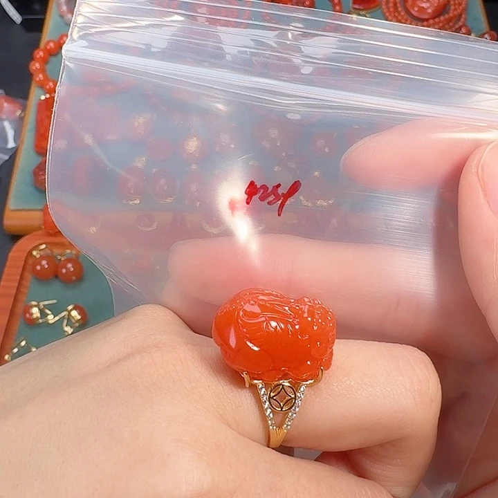 南红玛瑙银S925镶嵌戒指