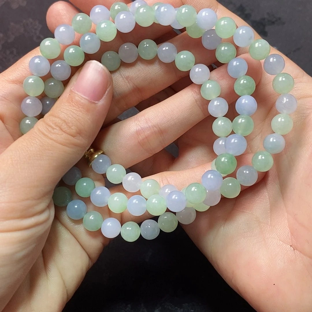 未镶嵌定制翡翠小****居双彩7+