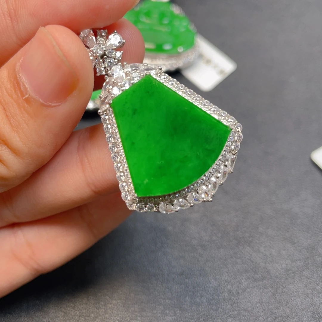 翡翠银S925镶嵌吊坠(不含链)