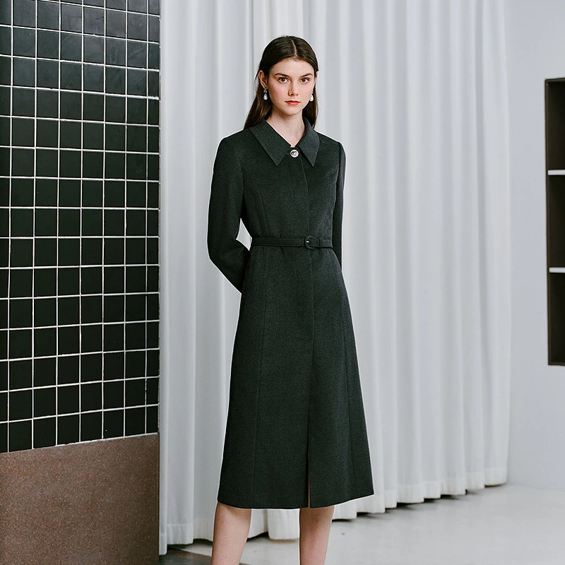 【晨粉专享价】2025冬新品智感女士大衣高级感灰色-MOGD04WLC041G51