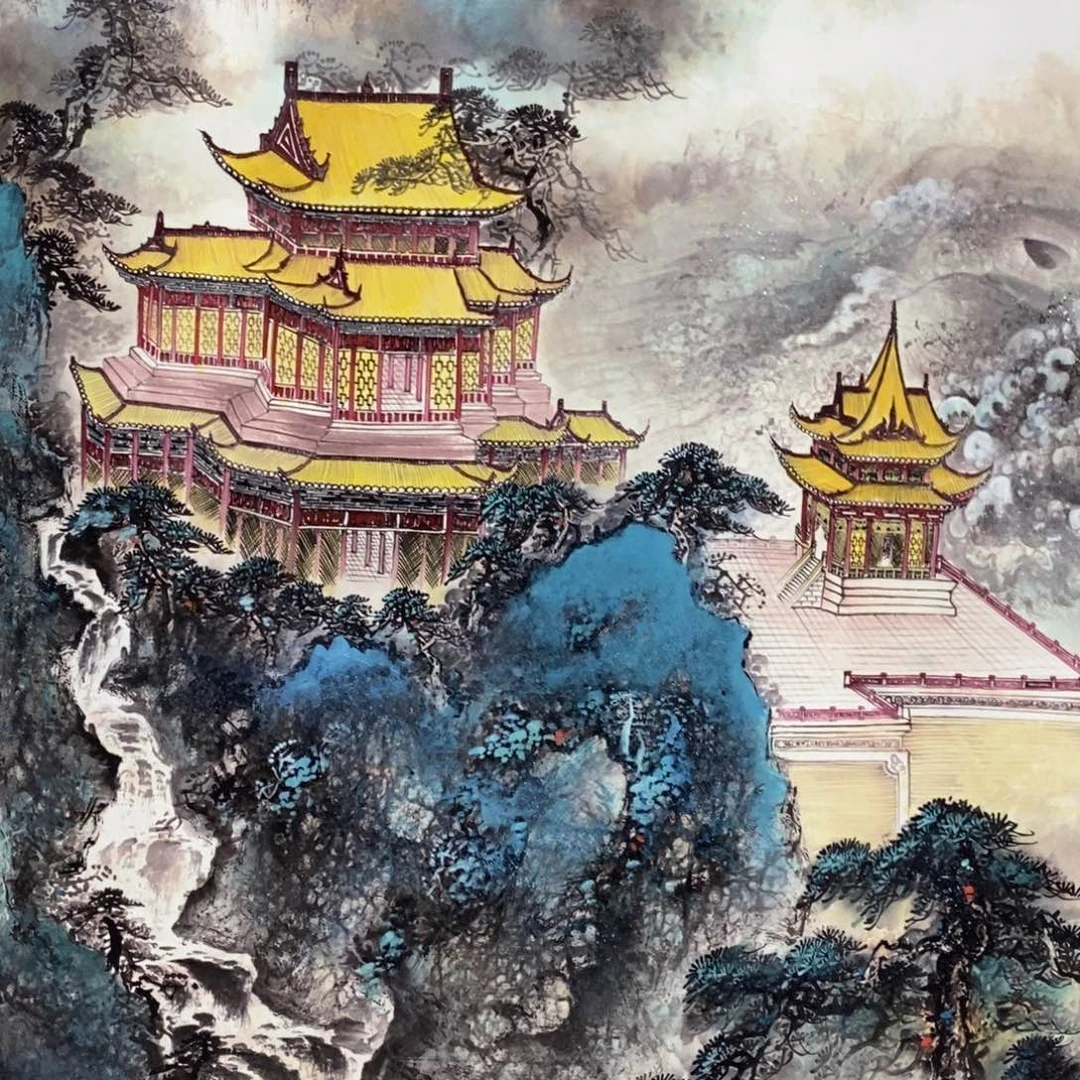 国画手绘带装裱和运险w
