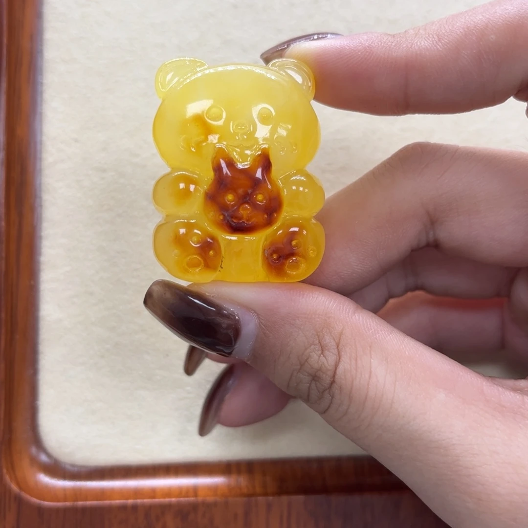 琥珀未镶嵌裸石天然琥珀蜜蜡熊可手串吊坠