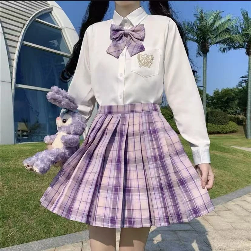 0739紫色夏季休闲百褶裙