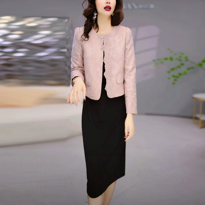 气质优雅小香风裙子套装女新款2025爆款洋气显瘦法式两件套连衣裙