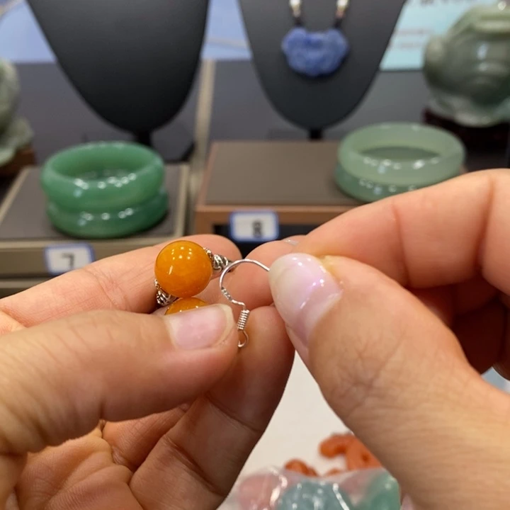 合金石英质玉（黄龙玉）戒指
