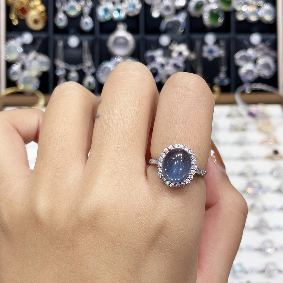 ****.海蓝宝石银S925镶嵌戒圈