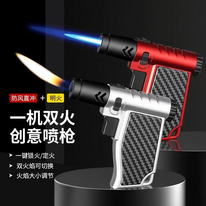 充气手持喷火打火机喷枪防风家用高温直冲艾柱艾灸创意点火器